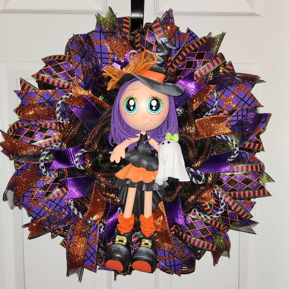 Halloween Little Witch Wreath - Picture 2 of 2